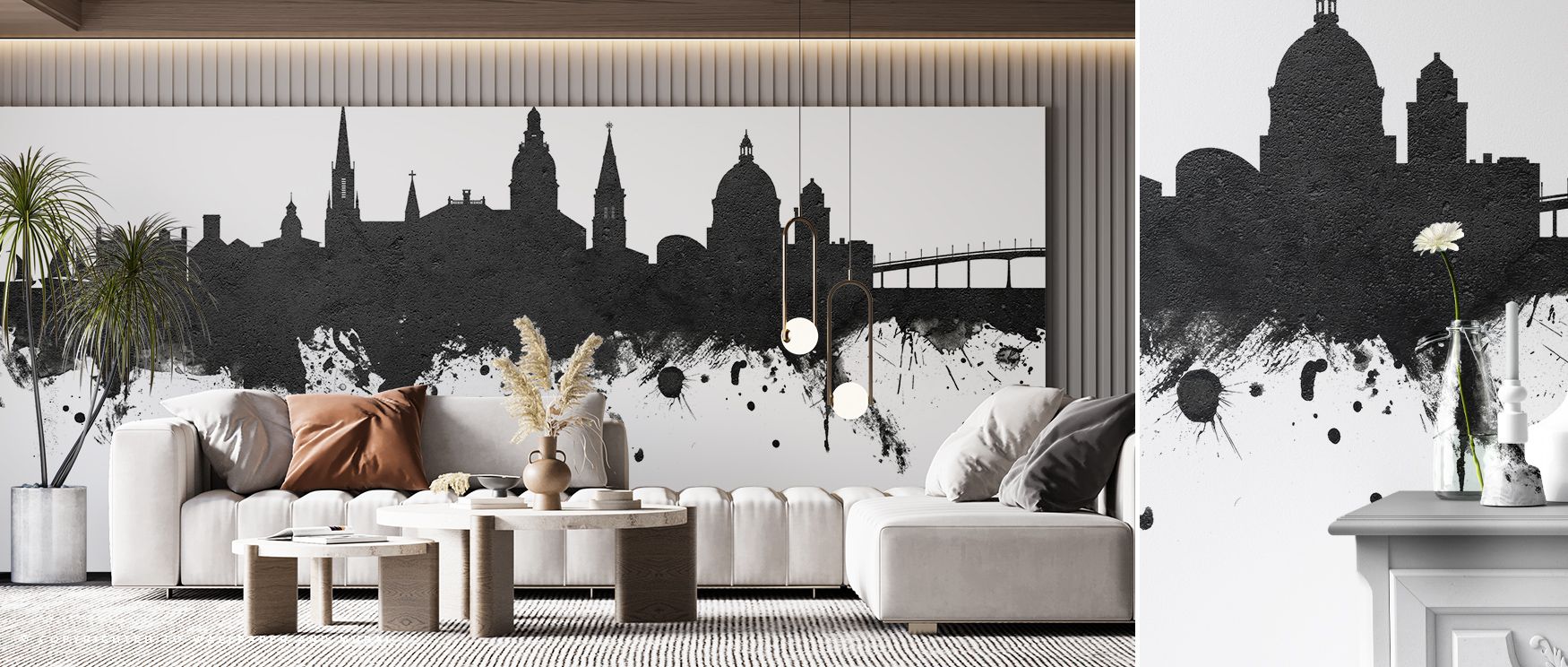 Shadows reflected in Annapolis Maryland Skyline Black & White Wallpaper carry architectural clarity across surfaces, shaping bedrooms or lounges into interiors filled with cultural grounding, calm resonance, and timeless elegance expressed in muted tonal 