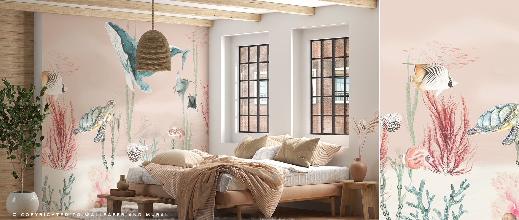 Energy radiates from Aqua Adventure Blush Wallpaper through tonal balance of blush shades, surrounding living rooms or bedrooms with atmosphere enriched by cultural depth, lively charm, and artistic refinement, creating interiors that glow with modern ele