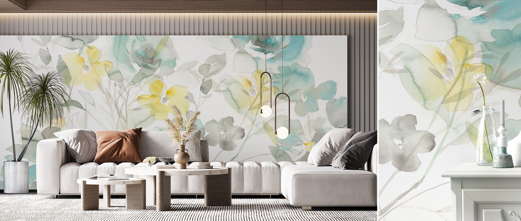 Roses appear luminous in Aqua Roses Shadows Wallpaper, presenting lounges or dining rooms with botanical elegance, tranquil resonance, and cultural refinement, turning interiors into calm spaces touched by balance, serenity, and timeless floral artistry e