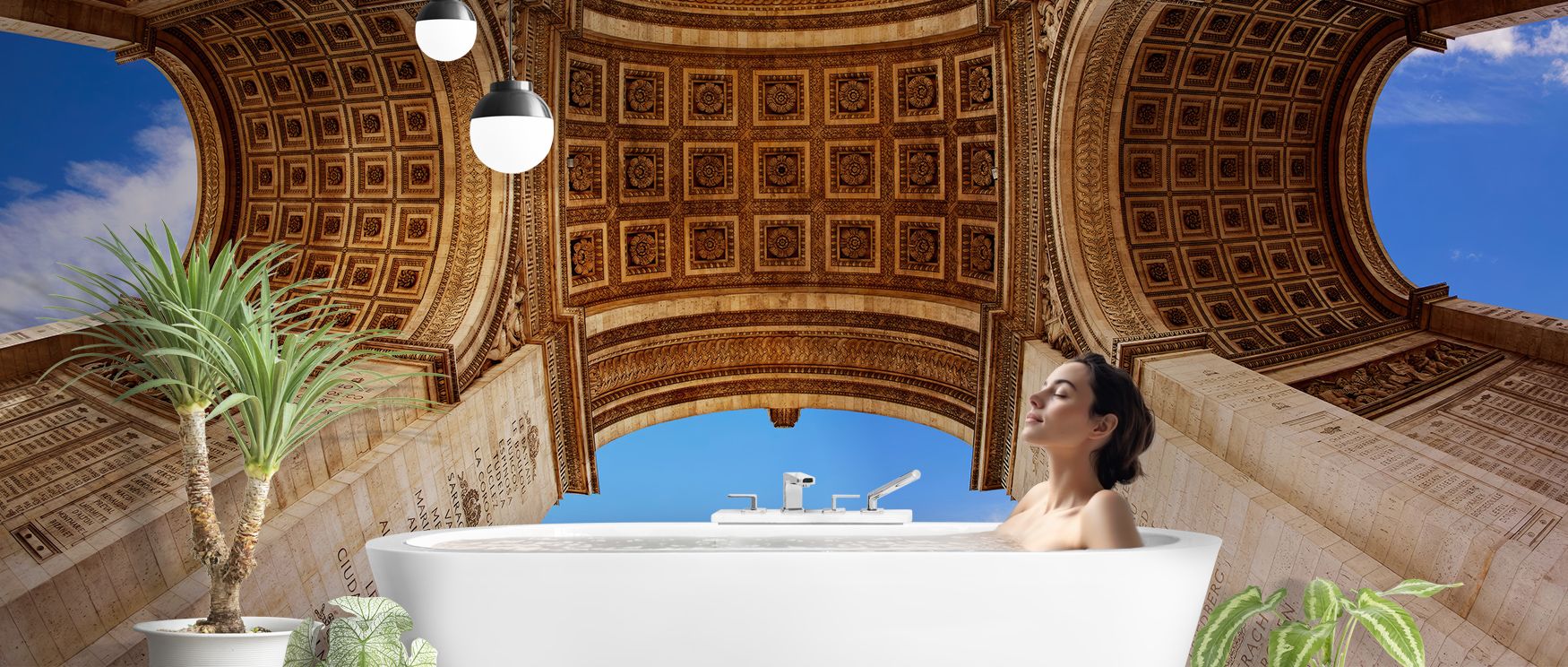Monumental presence of Arc de Triomphe in Paris Wallpaper carries cultural depth across interiors, enriching bedrooms or lounges with atmosphere of elegance, heritage grounding, and timeless resonance, creating refined spaces filled with Parisian charm an