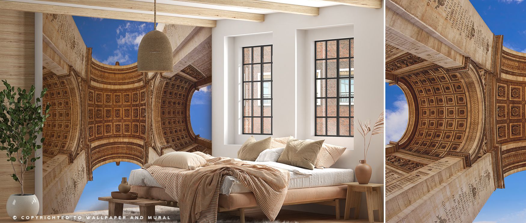 Grandeur resonates in Arc de Triomphe in Paris Wallpaper through contours that present cultural depth, enriching living rooms or bedrooms with atmosphere of refinement, elegance, and historical resonance, shaping interiors into heritage-inspired spaces ma
