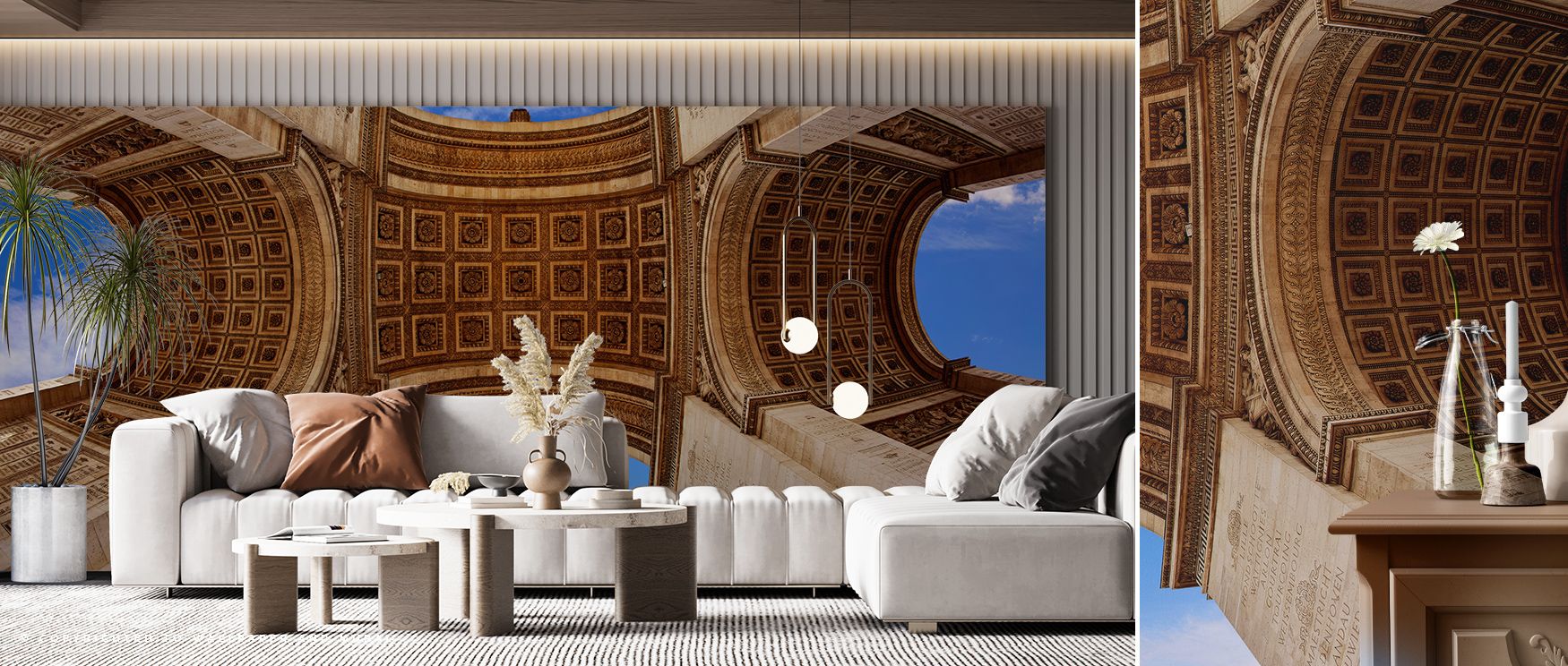 Strength of Arc de Triomphe in Paris Wallpaper emerges in its monumental form, surrounding lounges or dining rooms with atmosphere of permanence, cultural refinement, and historical elegance, turning interiors into expressions of Parisian sophistication e
