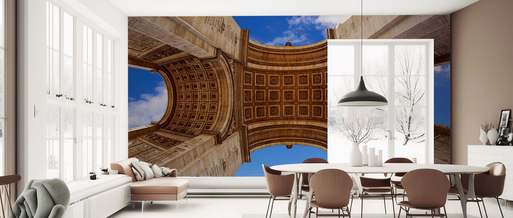 Atmosphere builds in Arc de Triomphe in Paris Wallpaper from shadow and tone, surrounding lounges or bedrooms with cultural resonance, architectural refinement, and historical charm, nurturing interiors into sophisticated spaces filled with timeless elega