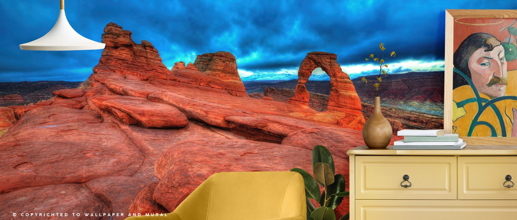 Grandeur reflects in Arches National Park Wallpaper through arches standing in sculptural clarity, surrounding living rooms or lounges with atmosphere enriched by heritage grounding, natural resonance, and majestic elegance expressed across surfaces. 