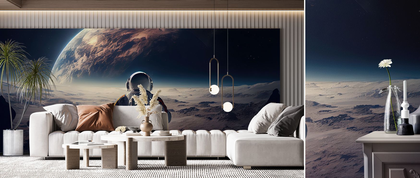 Cosmic presence in Astronaut Break Wallpaper builds through playful detail, enriching lounges or bedrooms with atmosphere of cultural refinement, futuristic charm, and imaginative resonance, creating interiors filled with adventurous spirit and balanced s