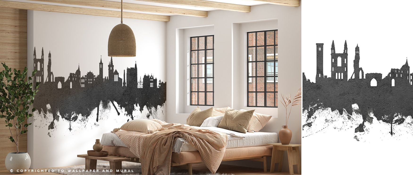 Bronze crowns rest above deep tones in Atlanta Georgia Skyline Blue & Bronze Wallpaper, presenting lounges or bedrooms with atmosphere of cultural resonance, luminous refinement, and elegant balance shaped through architectural silhouettes enriched by her