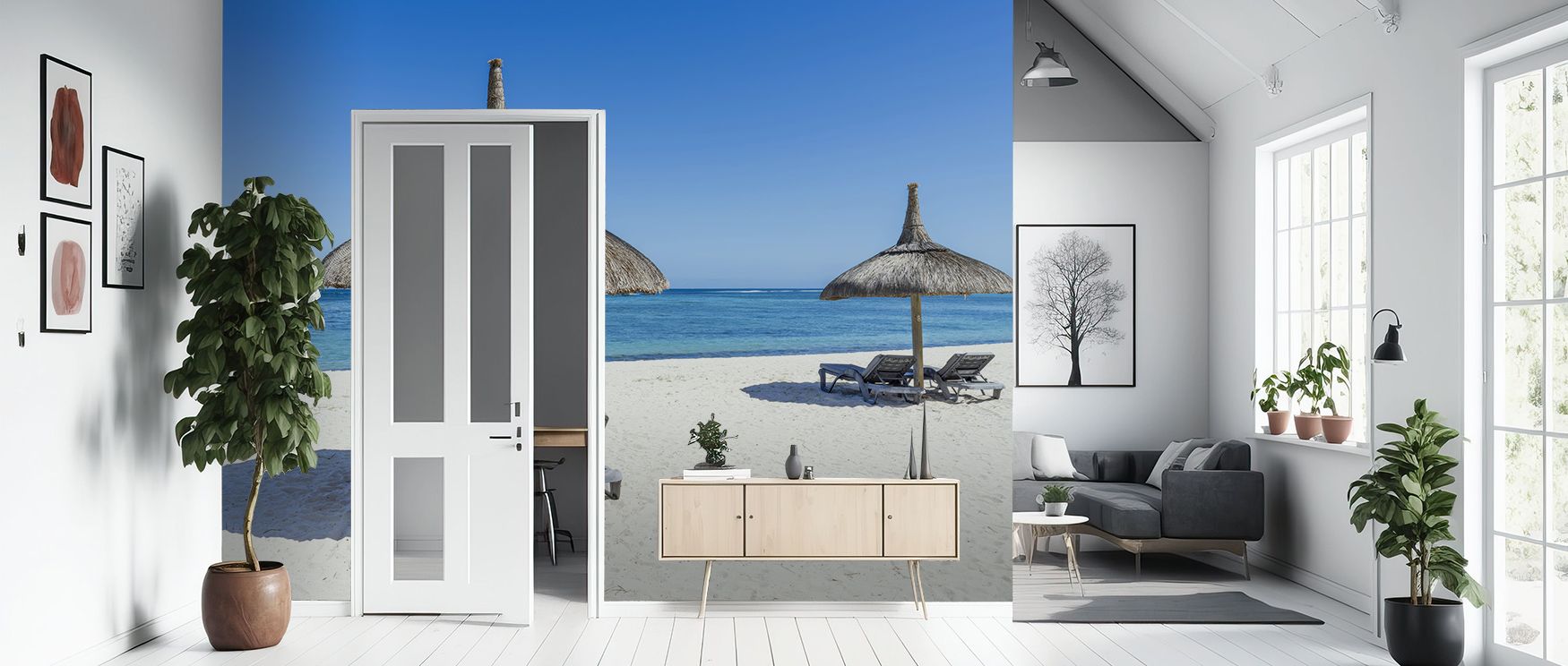Horizons glow in Beach Days Wallpaper as sandy tones meet calm seas, enriching bedrooms or lounges with atmosphere of cultural resonance, seaside charm, and timeless refinement, nurturing interiors into relaxed expressions of elegance and coastal sophisti