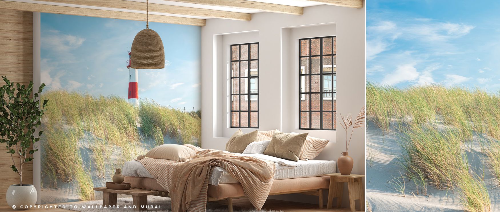 Maritime beauty flows through Beacon Wallpaper as patterns of lighthouses enrich living rooms or lounges with atmosphere of cultural grounding, calm resonance, and timeless refinement, nurturing interiors into elegant coastal spaces guided by heritage and