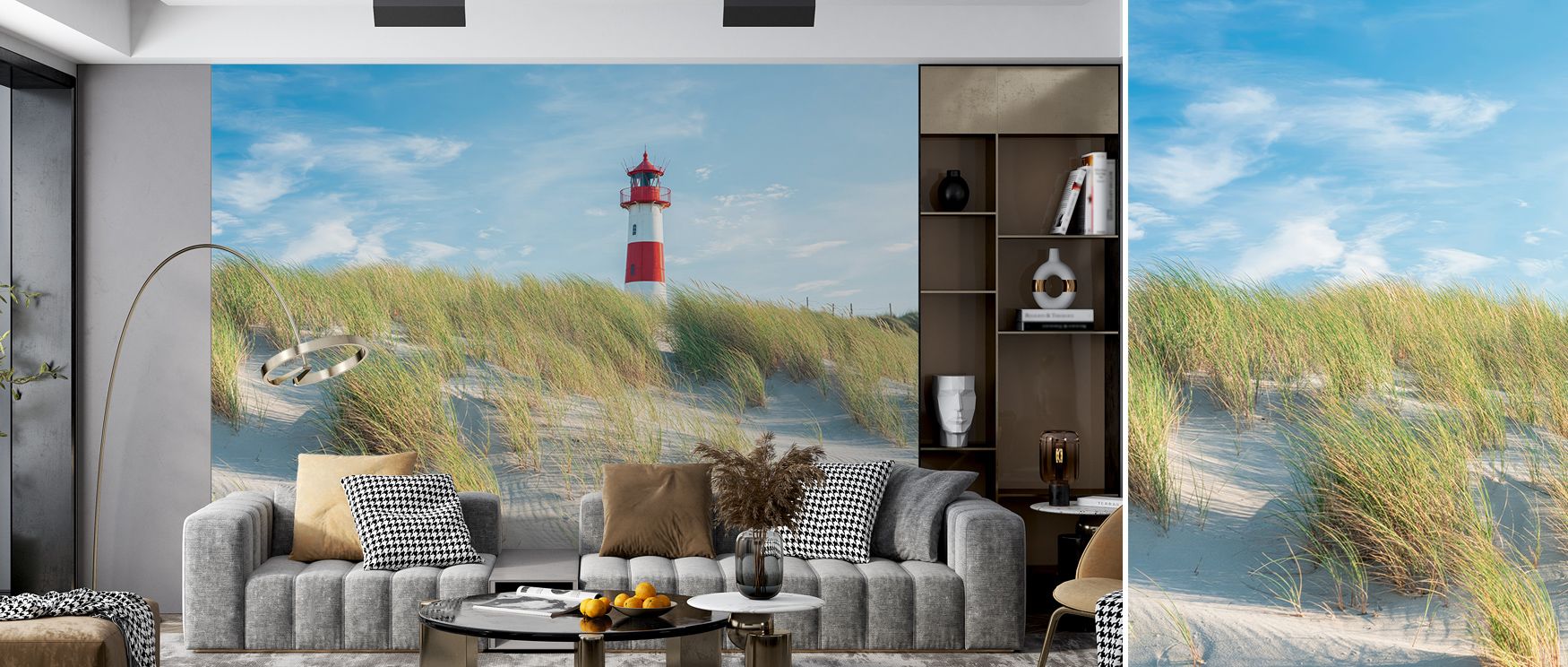 Serenity reflects in Beacon Wallpaper as lighthouses stand luminous across surfaces, enriching living rooms or lounges with atmosphere of cultural grounding, maritime elegance, and refined charm, building interiors into timeless expressions of coastal art