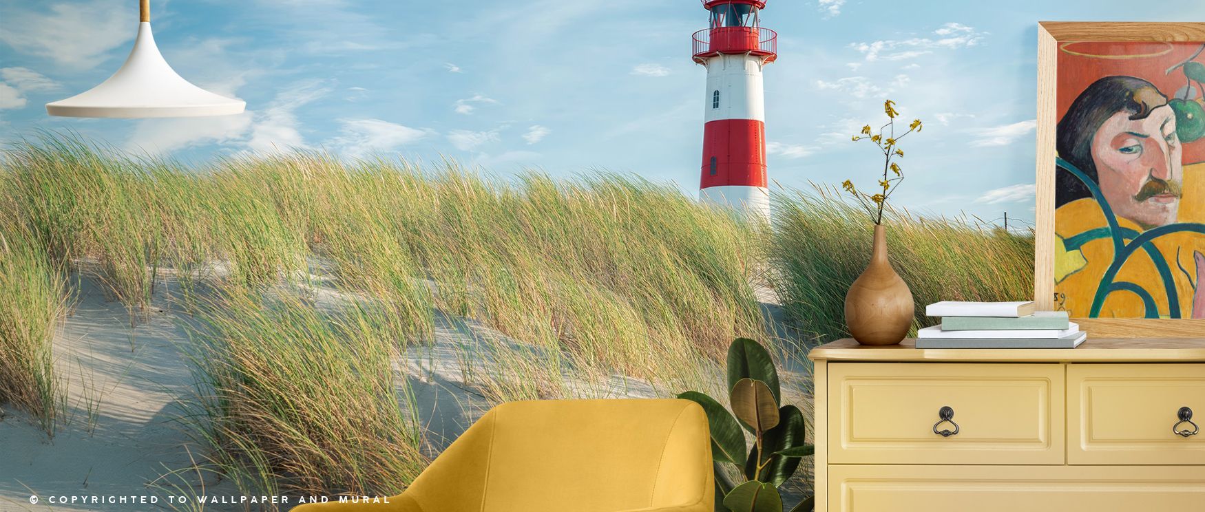 Heritage expression appears in Beacon Wallpaper as lighthouse silhouettes guide atmosphere, enriching living rooms or bedrooms with cultural resonance, coastal refinement, and timeless charm, building interiors into balanced environments filled with elega