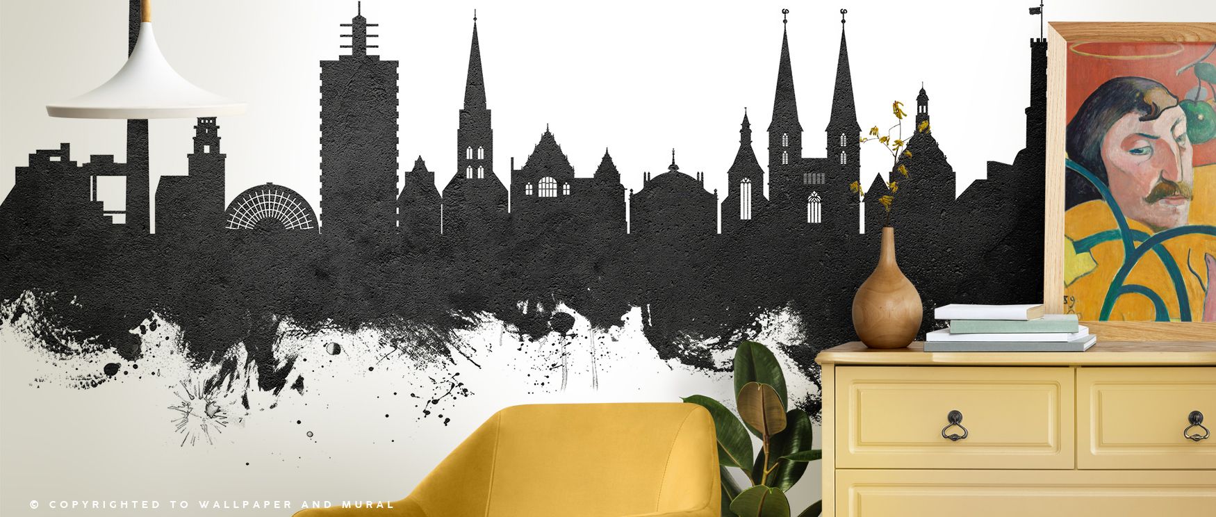 Permanence radiates in Bielefeld Germany Skyline Black & White Wallpaper across skyline tones, surrounding bedrooms or living rooms with atmosphere enriched by cultural resonance, calm refinement, and timeless elegance, creating interiors nurtured by hist
