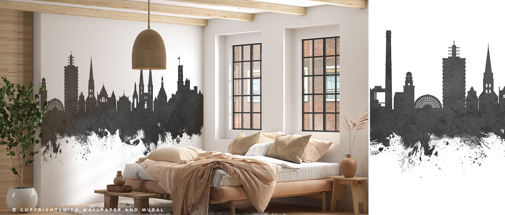 Skyline contrasts unfold in Bielefeld Germany Skyline Black & White Wallpaper, enriching bedrooms or lounges with atmosphere guided by cultural resonance, calm elegance, and historical refinement, shaping interiors into heritage-inspired environments fill