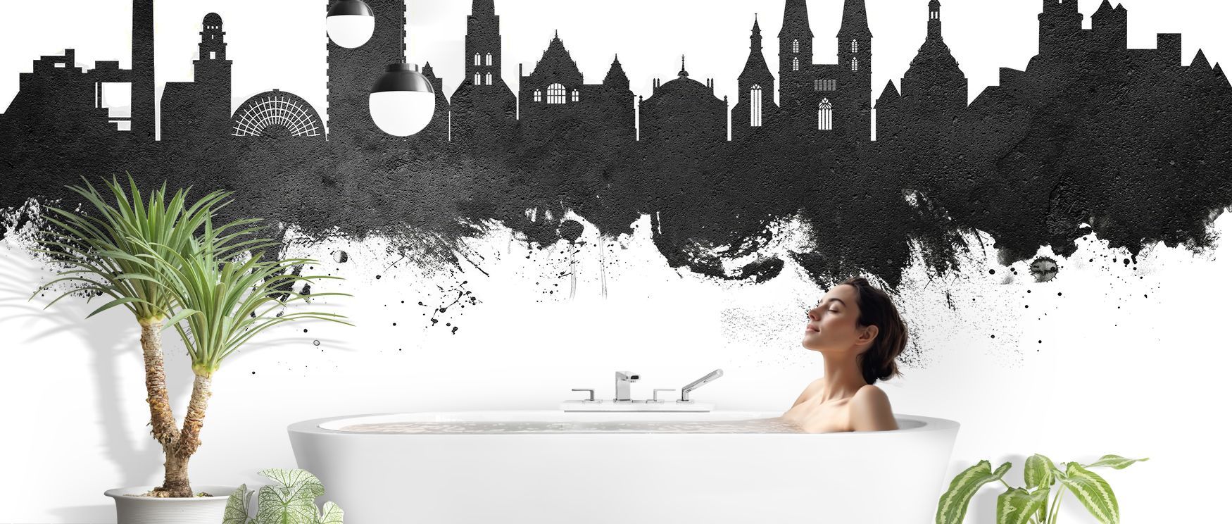 Architectural resonance shines in Bielefeld Germany Skyline Black & White Wallpaper across softened outlines, enriching living rooms or bedrooms with atmosphere enriched by cultural grounding, calm permanence, and refined elegance, nurturing interiors int