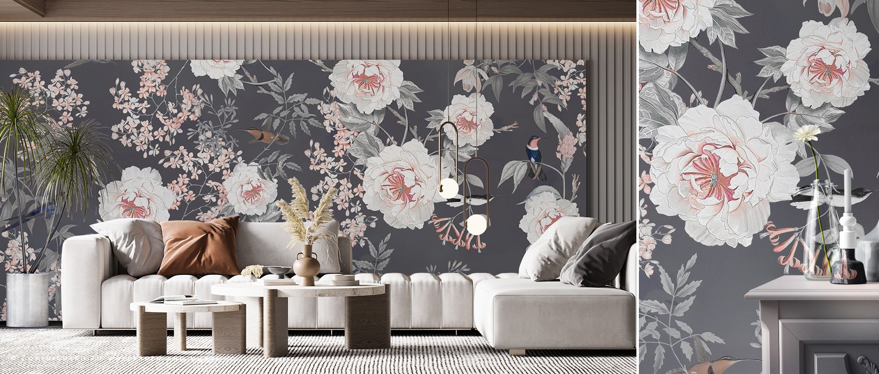 Patterns of Birds of Eden Wallpaper flow across layered tones, surrounding lounges or dining rooms with atmosphere enriched by cultural resonance, whimsical elegance, and poetic refinement, creating interiors filled with charm and balanced resonance. 