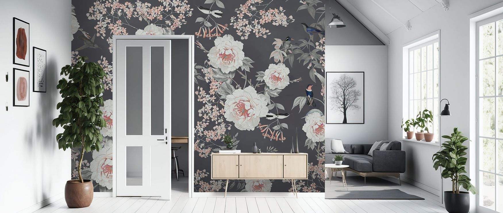 Grace reflects in Birds of Eden Wallpaper through layered motifs, enriching bedrooms or lounges with atmosphere of cultural resonance, whimsical refinement, and elegant sophistication, shaping interiors into spaces inspired by balance and artistry. 