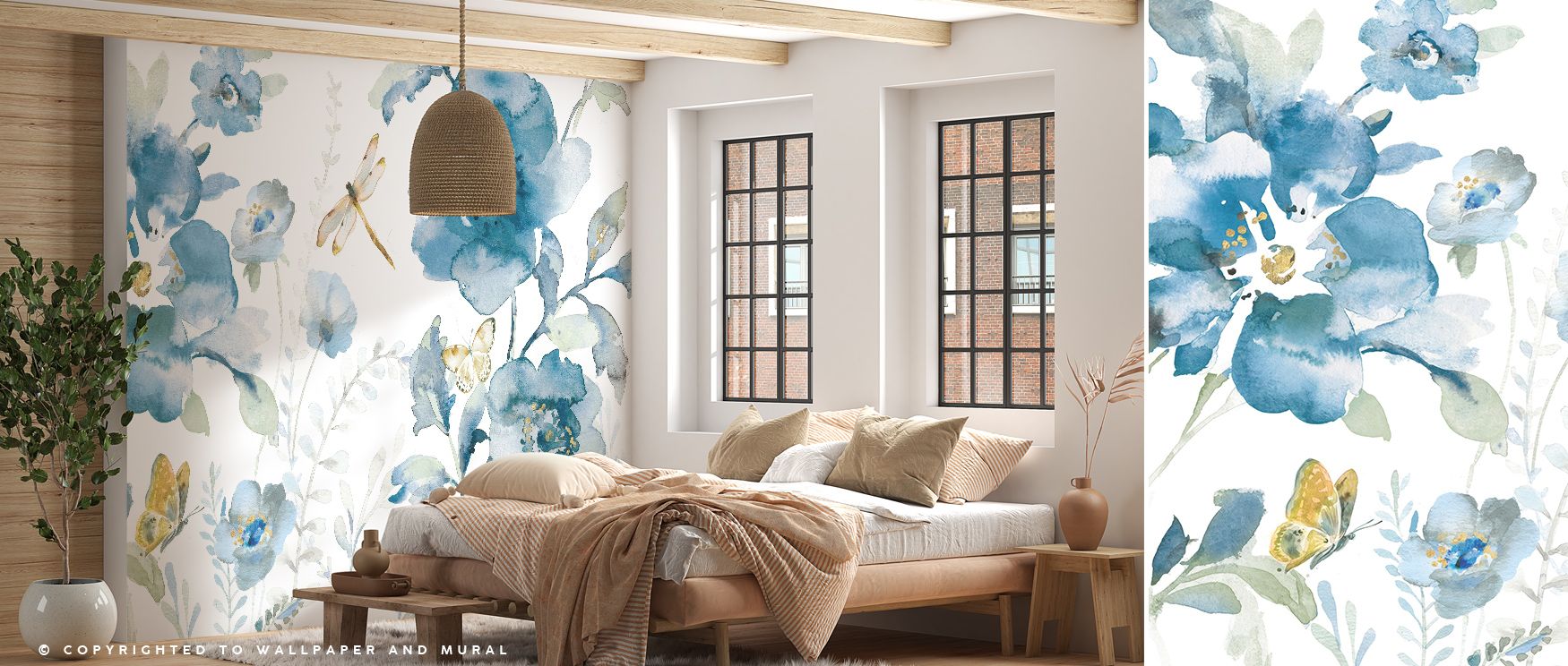 Vibrant tones of Blues Of Summer Wallpaper carry seasonal elegance, surrounding living rooms or bedrooms with atmosphere enriched by cultural resonance, playful charm, and timeless refinement, creating interiors nurtured by balance and artistry. 