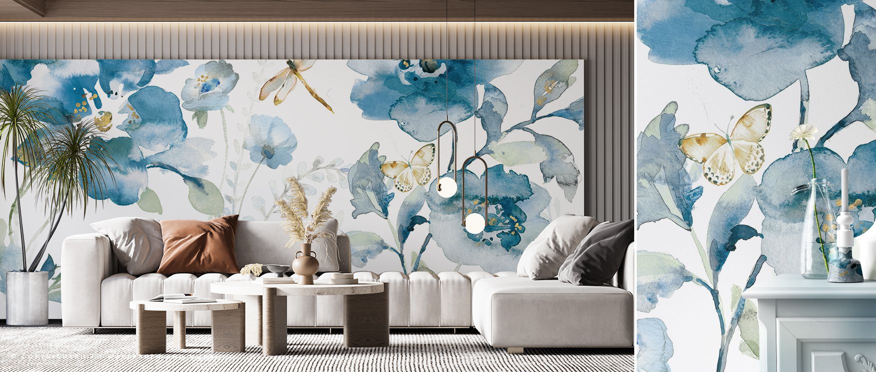 Summer beauty glows in Blues Of Summer Wallpaper through layered hues, enriching lounges or dining spaces with atmosphere guided by cultural resonance, vibrant charm, and elegant poise, shaping interiors into timeless environments filled with brightness. 