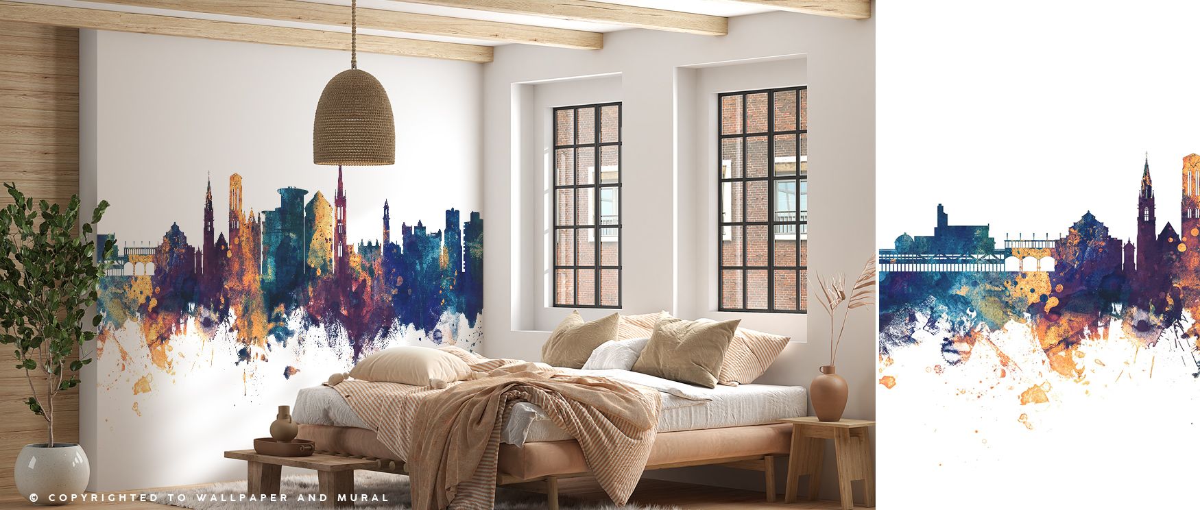Cultural charm develops in Bournemouth England Skyline Blue & Bronze Wallpaper through luminous tones, enriching lounges or dining rooms with atmosphere enriched by cultural grounding, timeless resonance, and elegant refinement, shaping interiors into poi