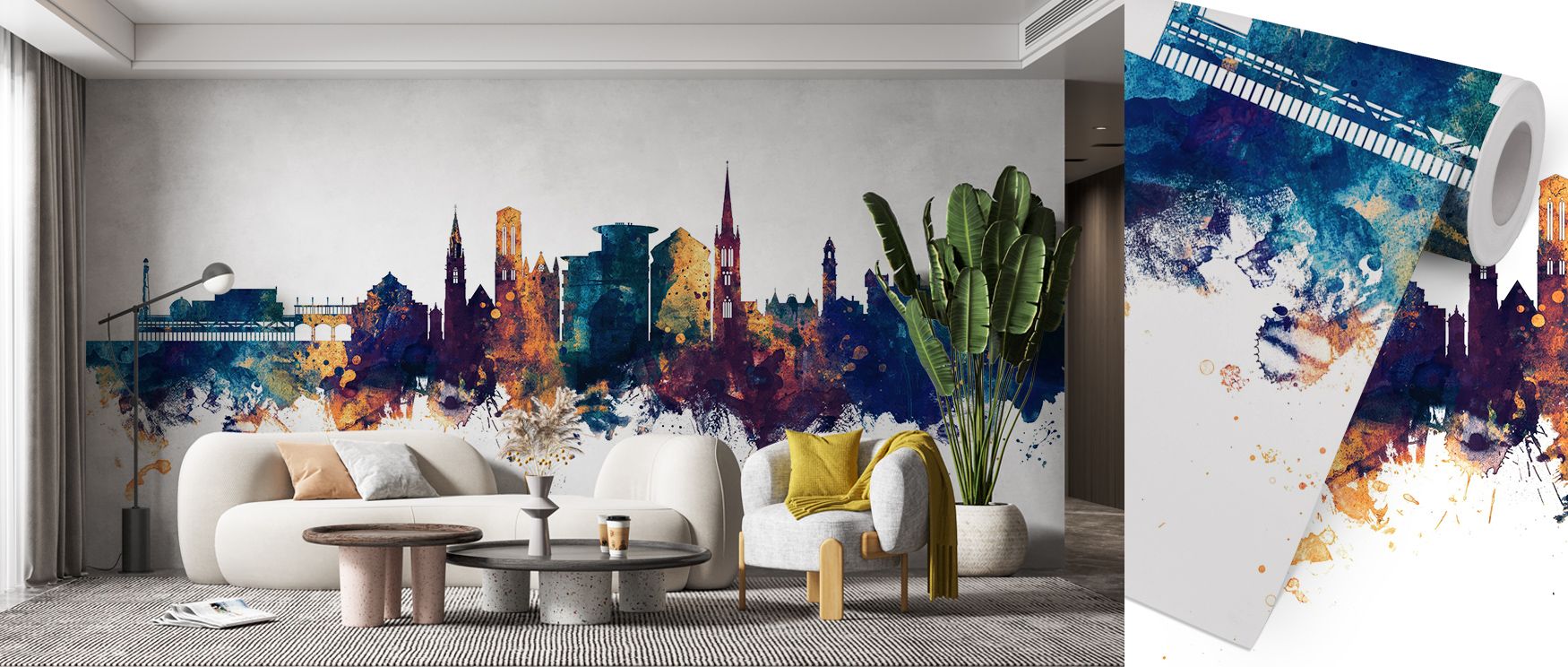 Poise reflects in Bournemouth England Skyline Blue & Bronze Wallpaper across heritage tones, enriching living rooms or lounges with atmosphere enriched by cultural resonance, luminous refinement, and timeless resonance, turning interiors into balanced env