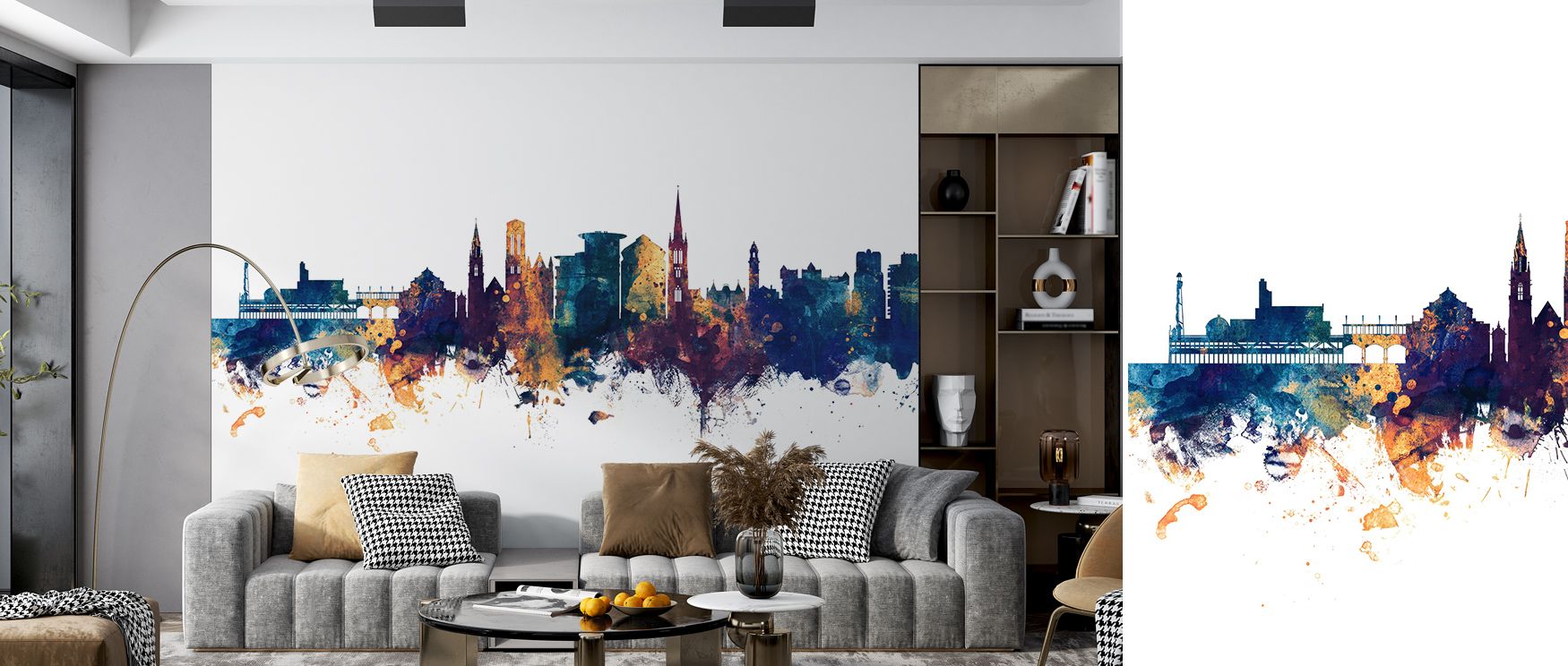 Elegance thrives in Bournemouth England Skyline Blue & Bronze Wallpaper as silhouettes stretch across radiant layers, enriching lounges or bedrooms with atmosphere enriched by cultural resonance, luminous resonance, and timeless refinement, shaping interi