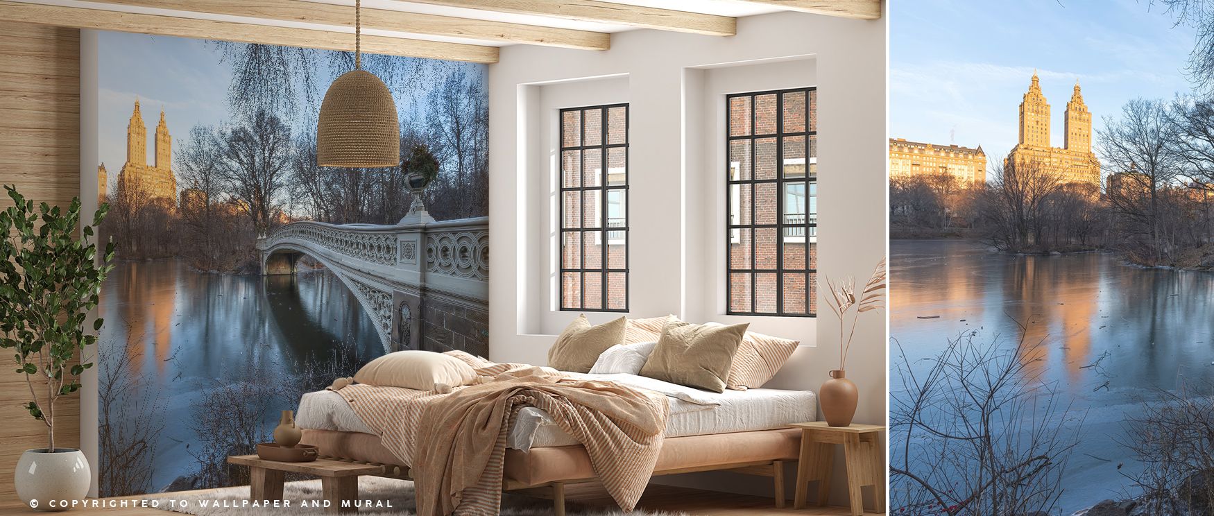 Iconic presence radiates in Bow Bridge Walks Wallpaper across detailed patterns, surrounding living rooms or bedrooms with atmosphere enriched by cultural grounding, refined elegance, and timeless resonance, nurturing interiors into balanced artistic expr