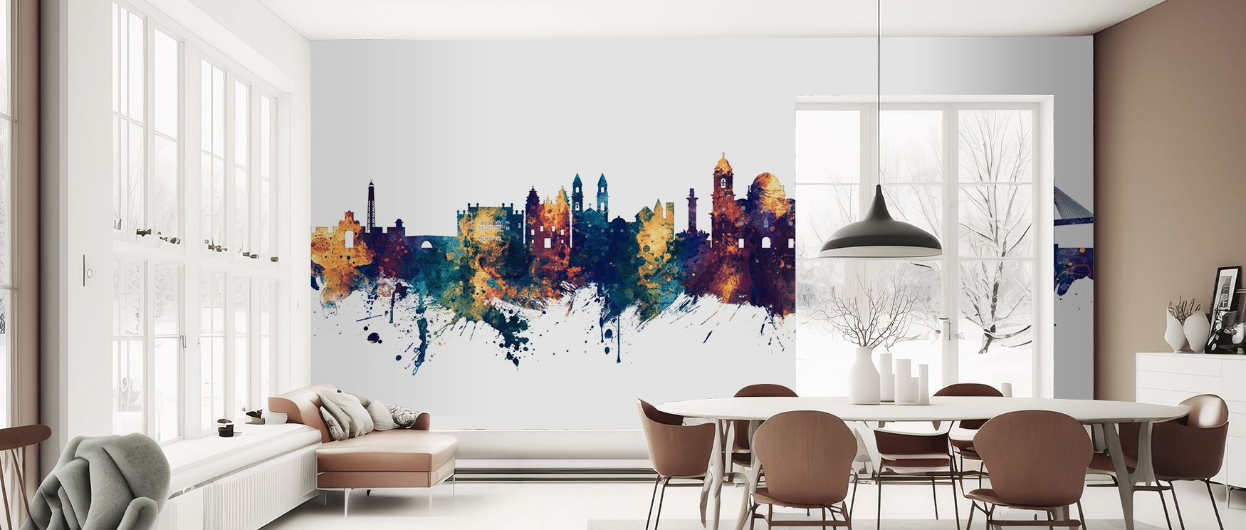 Radiance unfolds in Cádiz Spain Skyline Blue & Bronze Wallpaper across luminous tones, enriching bedrooms or lounges with atmosphere enriched by cultural resonance, elegant refinement, and timeless charm, shaping interiors into heritage-inspired artistic 