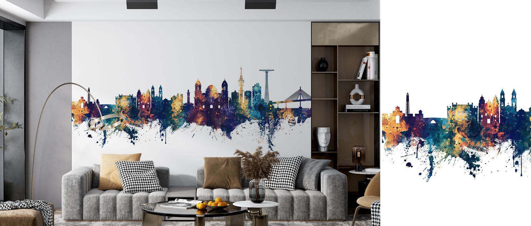 Balance develops in Cádiz Spain Skyline Blue & Bronze Wallpaper across luminous layers, enriching lounges or bedrooms with atmosphere enriched by cultural resonance, luminous refinement, and timeless sophistication, nurturing interiors into poised environ