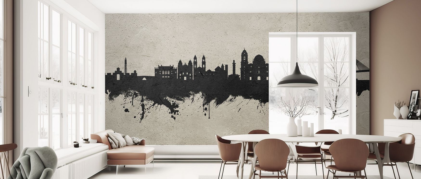 Serenity develops in Cádiz Spain Skyline Concrete Wallpaper through textured tones, enriching bedrooms or living rooms with atmosphere enriched by cultural resonance, historical grounding, and timeless resonance, nurturing interiors into poised spaces. 
