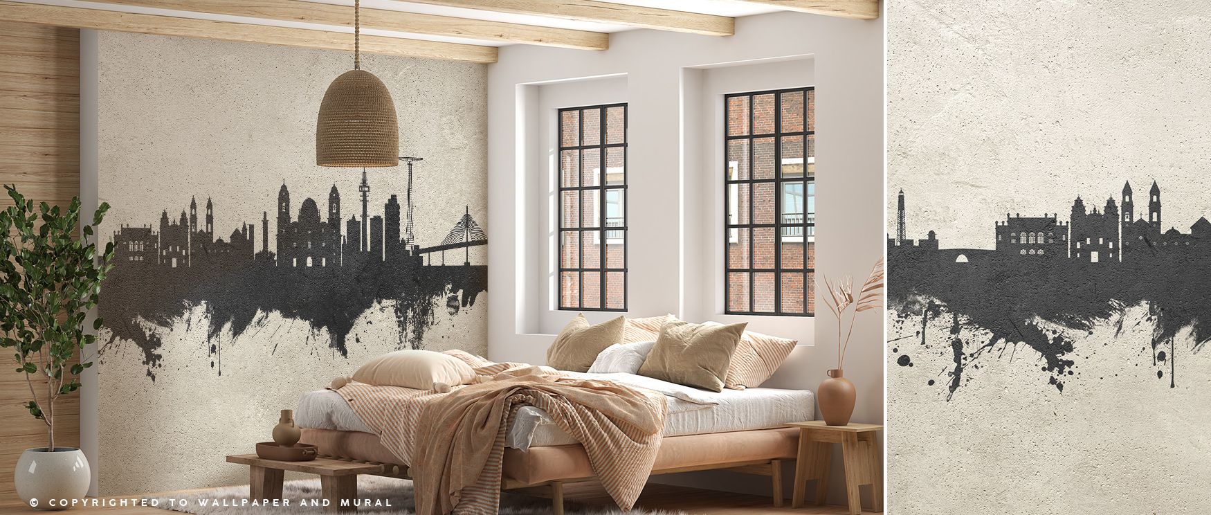 Architectural resonance emerges in Cádiz Spain Skyline Concrete Wallpaper through textured gray silhouettes, enriching bedrooms or lounges with atmosphere of cultural refinement, heritage resonance, and timeless sophistication, nurturing interiors into po