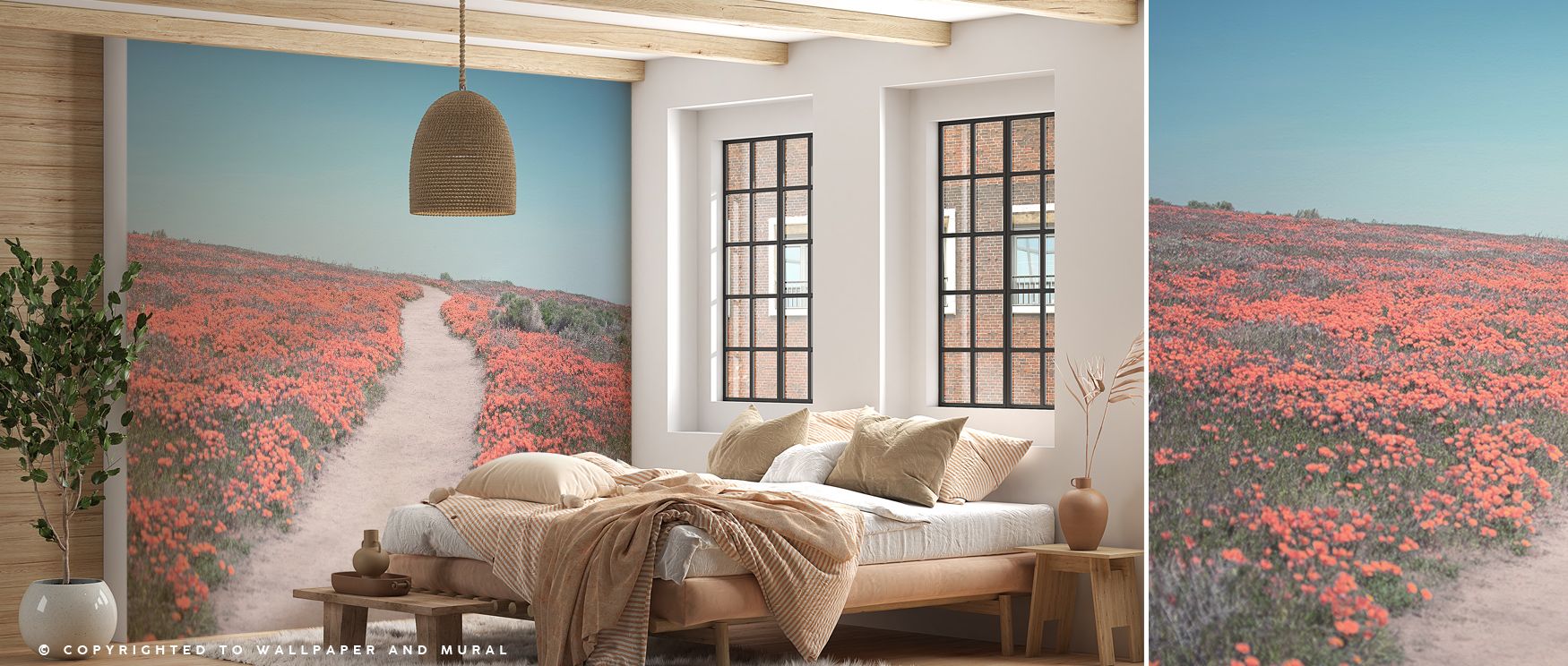 Floral resonance thrives in California Blooms IV Wallpaper across layered blossoms, surrounding living rooms or bedrooms with atmosphere enriched by cultural grounding, floral refinement, and timeless resonance, nurturing interiors into balanced environme