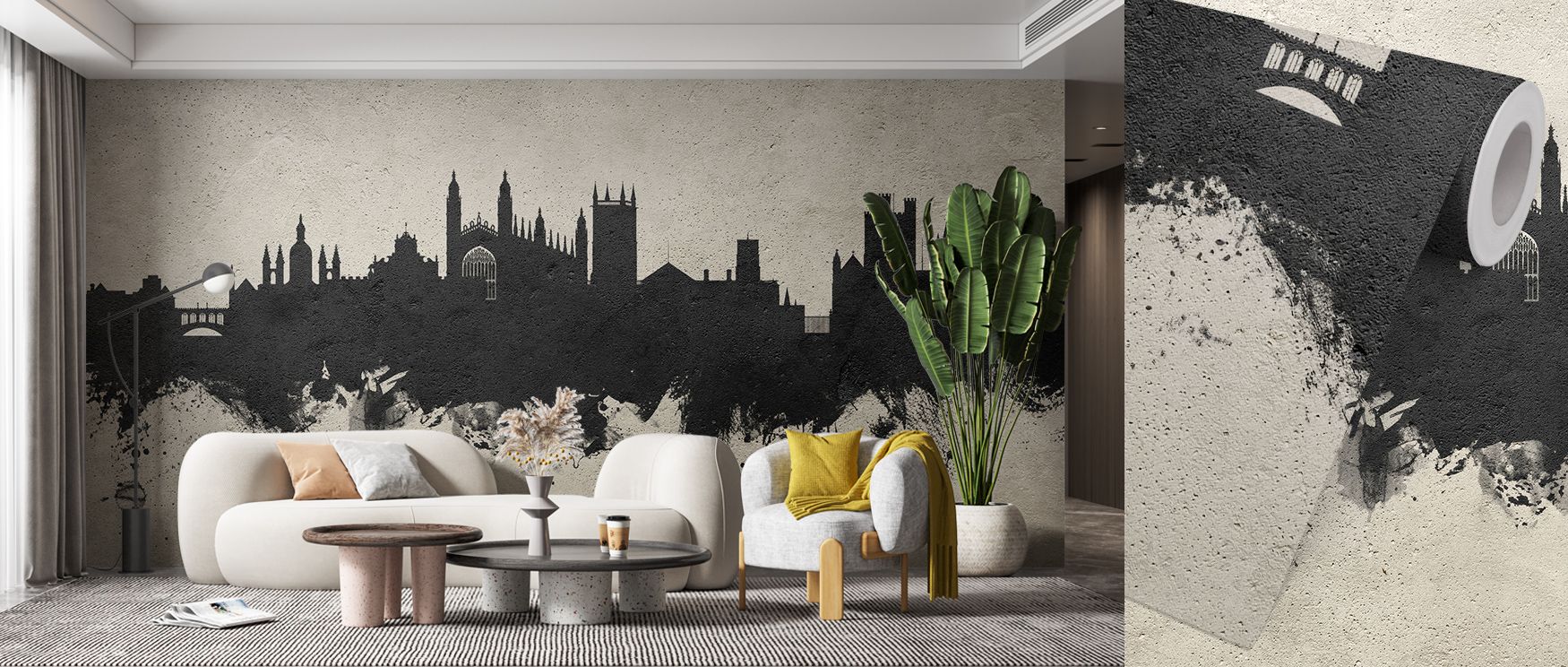 Permanence thrives in Cambridge England Skyline Concrete Wallpaper across muted tones, enriching lounges or dining rooms with atmosphere enriched by cultural resonance, heritage refinement, and timeless resonance, transforming interiors into poised artist