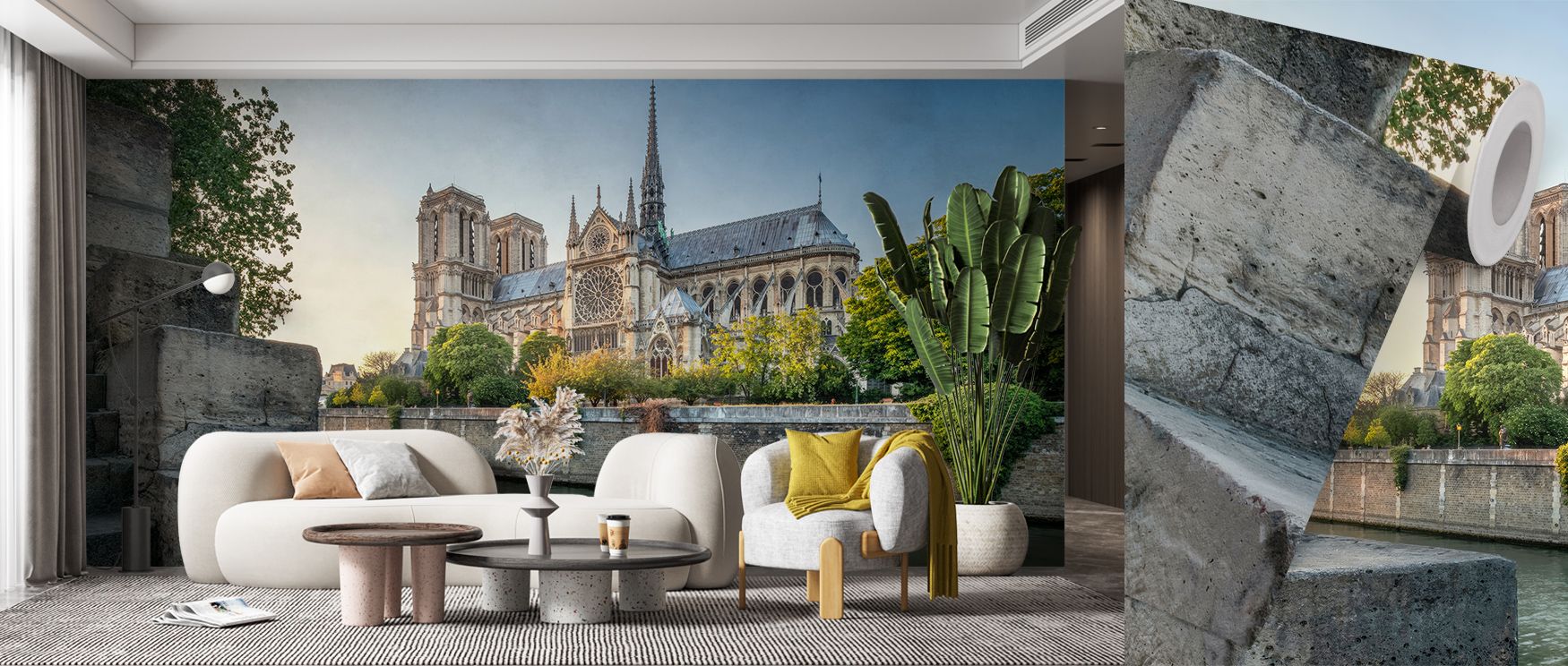 Architectural beauty radiates in Cathedral Notre-Dame de Paris 2017 Wallpaper through layered spires, surrounding living rooms or bedrooms with atmosphere enriched by cultural resonance, heritage refinement, and timeless charm, nurturing interiors into po