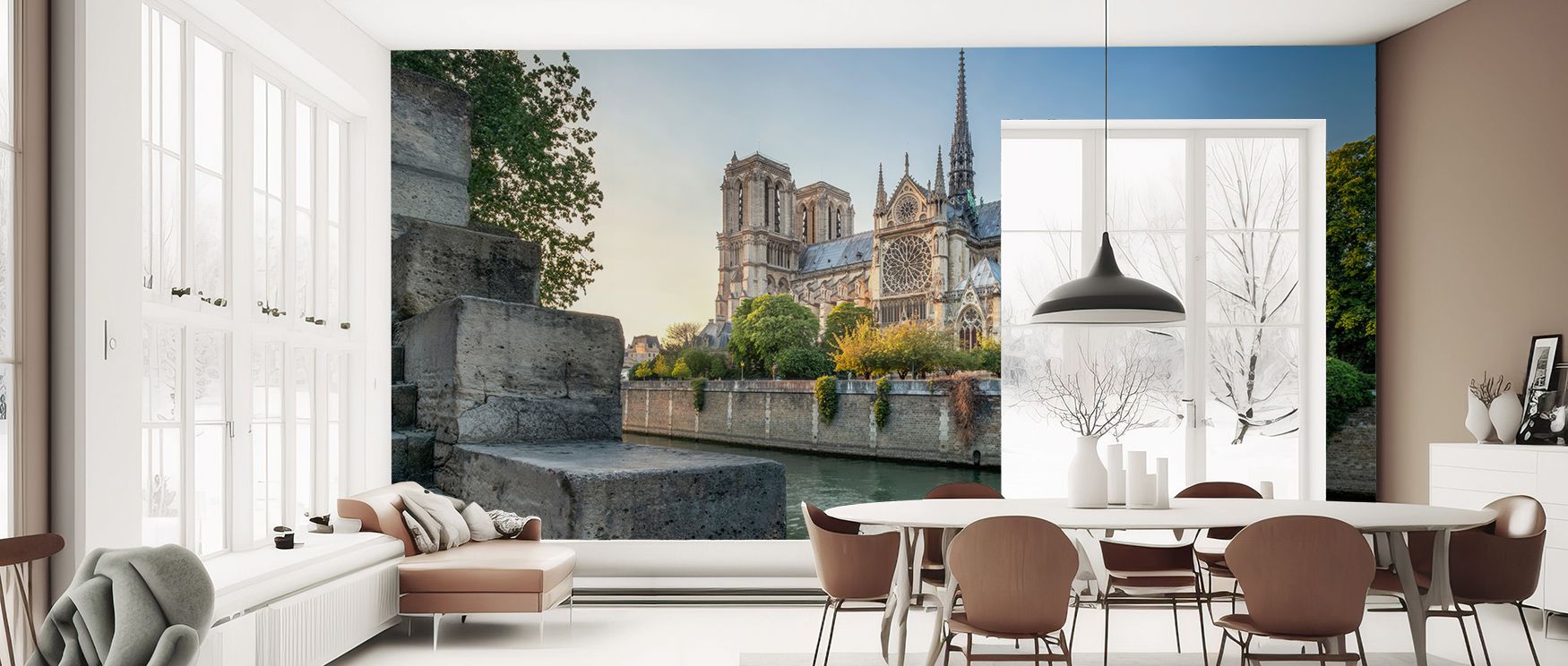 Balance reflects in Cathedral Notre-Dame de Paris 2017 Wallpaper through layered architecture, enriching living rooms or lounges with atmosphere enriched by cultural resonance, historical refinement, and timeless resonance, nurturing interiors into poised