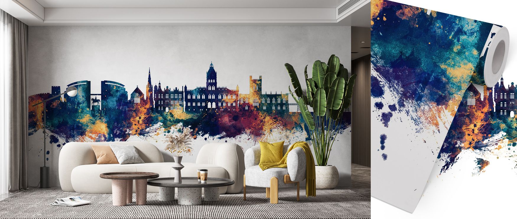 Depth resonates in Chester England Skyline Blue & Bronze Wallpaper across radiant contours, enriching bedrooms or lounges with atmosphere enriched by cultural resonance, luminous resonance, and timeless refinement, nurturing interiors into heritage-inspir