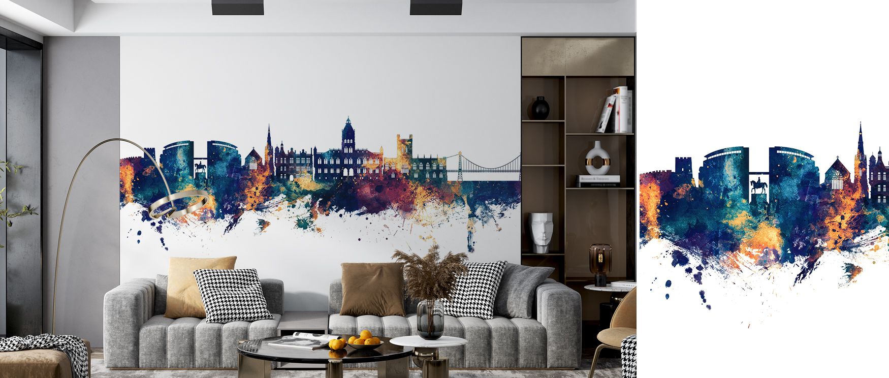 Balance appears in Chester England Skyline Blue & Bronze Wallpaper through layered tones, enriching bedrooms or dining spaces with atmosphere enriched by cultural resonance, luminous refinement, and timeless resonance, nurturing interiors into poised envi
