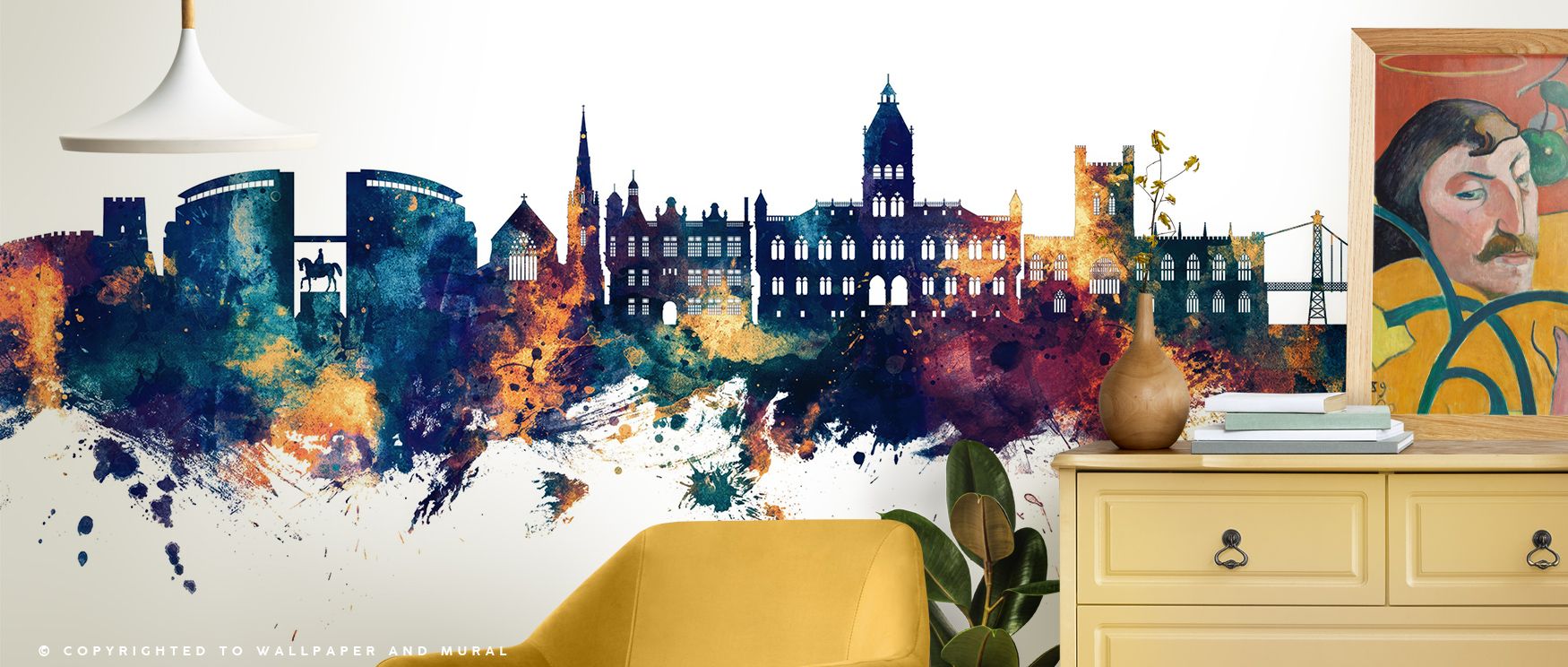 Elegance thrives in Chester England Skyline Blue & Bronze Wallpaper through architectural silhouettes, enriching lounges or bedrooms with atmosphere enriched by cultural resonance, luminous resonance, and timeless refinement, shaping interiors into poised