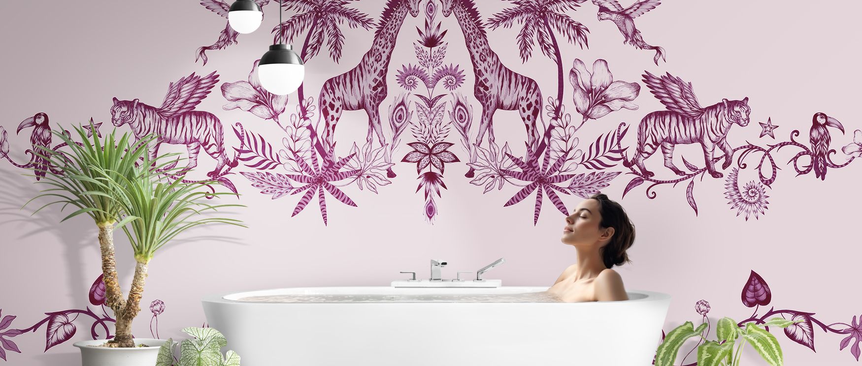 Playful resonance thrives in Chimera Animals, Pink Wallpaper across whimsical motifs, enriching bedrooms or lounges with atmosphere enriched by cultural resonance, imaginative refinement, and timeless charm, shaping interiors into lively artistic environm