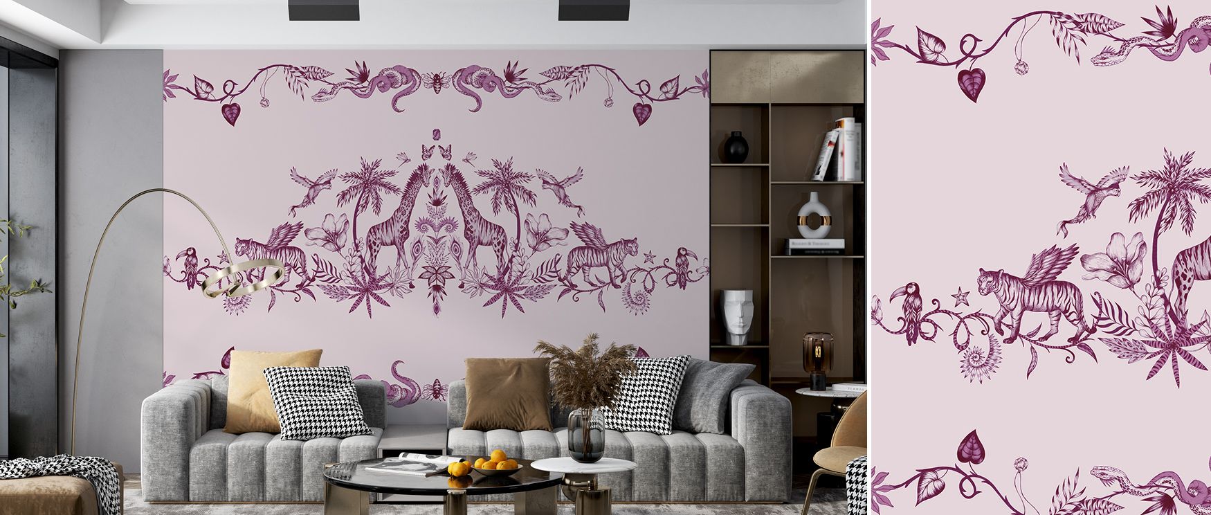 Creativity thrives in Chimera Animals, Pink Wallpaper through fantastical motifs, enriching bedrooms or living rooms with atmosphere enriched by cultural resonance, playful refinement, and timeless resonance, shaping interiors into lively artistic spaces 