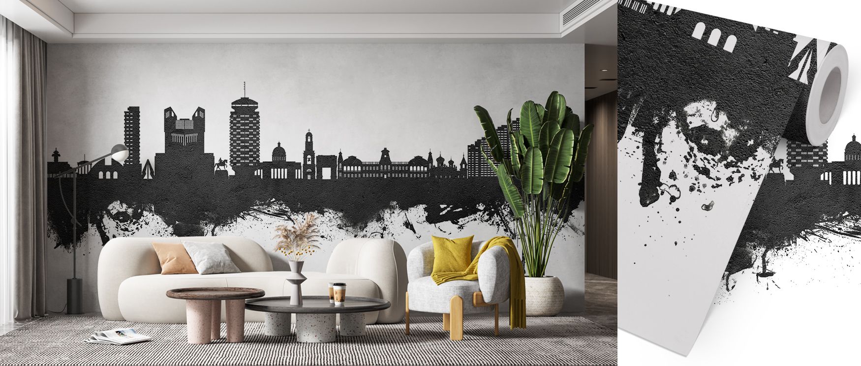 Heritage grounding thrives in Chisinau Moldova Skyline Black & White Wallpaper across muted contours, enriching lounges or dining rooms with atmosphere enriched by cultural resonance, historical refinement, and timeless resonance, shaping interiors into h