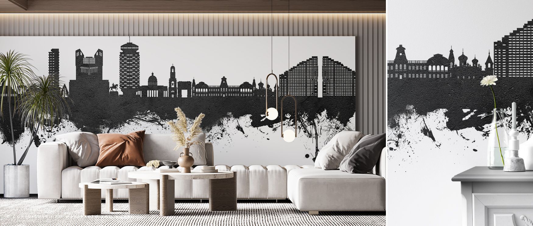 Serenity blooms in Chisinau Moldova Skyline Black & White Wallpaper through softened architecture, enriching bedrooms or lounges with atmosphere enriched by cultural resonance, historical resonance, and timeless refinement, nurturing interiors into poised