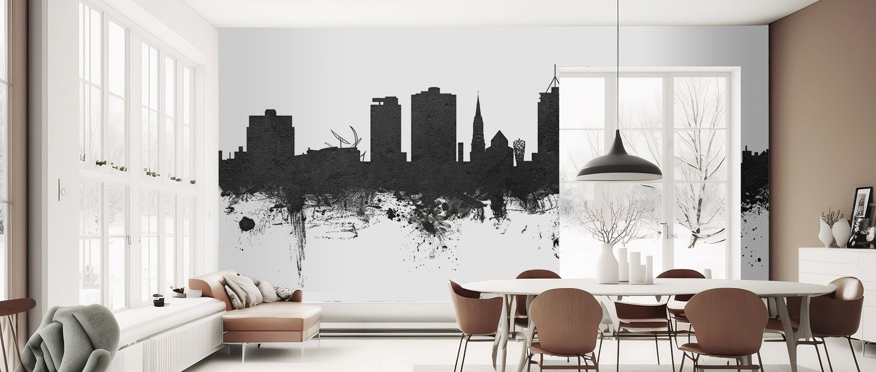 Balance flows in Christchurch New Zealand Skyline Black & White Wallpaper across softened contours, enriching lounges or bedrooms with atmosphere enriched by cultural resonance, historical resonance, and timeless charm, nurturing interiors into artistic s