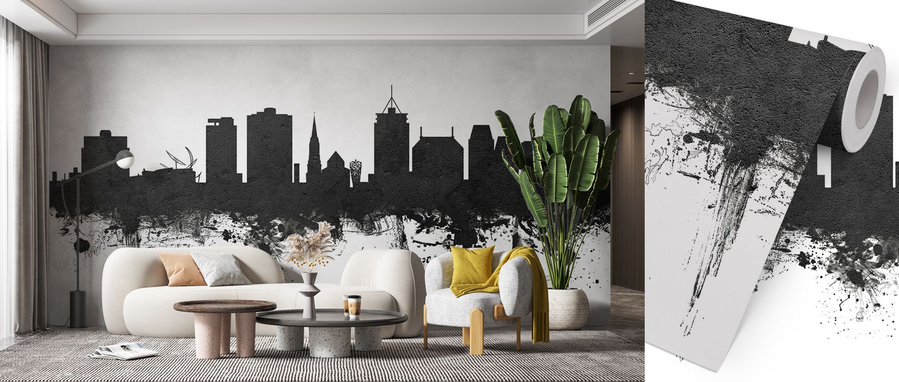 Shadows reflect in Christchurch New Zealand Skyline Black & White Wallpaper through softened skyline tones, enriching bedrooms or lounges with atmosphere enriched by cultural resonance, heritage refinement, and timeless resonance, nurturing interiors into
