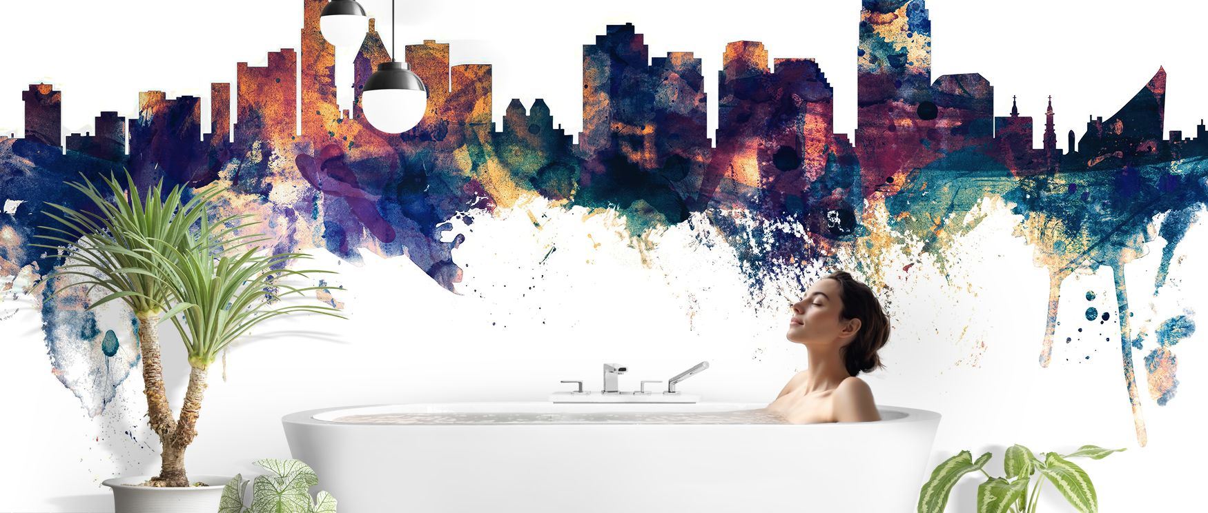 Heritage grounding develops in Cincinnati Ohio Skyline Blue & Bronze Wallpaper through deep blue contours, surrounding living rooms or bedrooms with atmosphere enriched by cultural resonance, luminous refinement, and timeless resonance, nurturing interior
