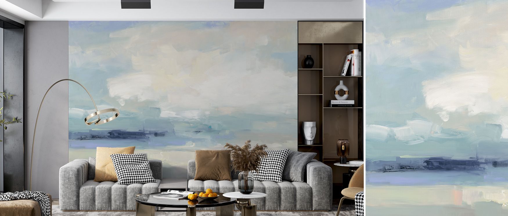 Elegance thrives in Cloudy Water Wallpaper through serene water-like presence, enriching bedrooms or living rooms with atmosphere enriched by cultural resonance, refined charm, and timeless resonance, shaping interiors into tranquil artistic spaces. 