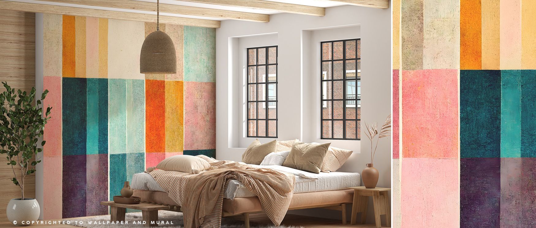 Geometric artistry develops in Color Block Study Repeat Wallpaper through layered tones, surrounding living rooms or bedrooms with atmosphere enriched by cultural resonance, vibrant refinement, and timeless resonance, nurturing interiors into poised artis