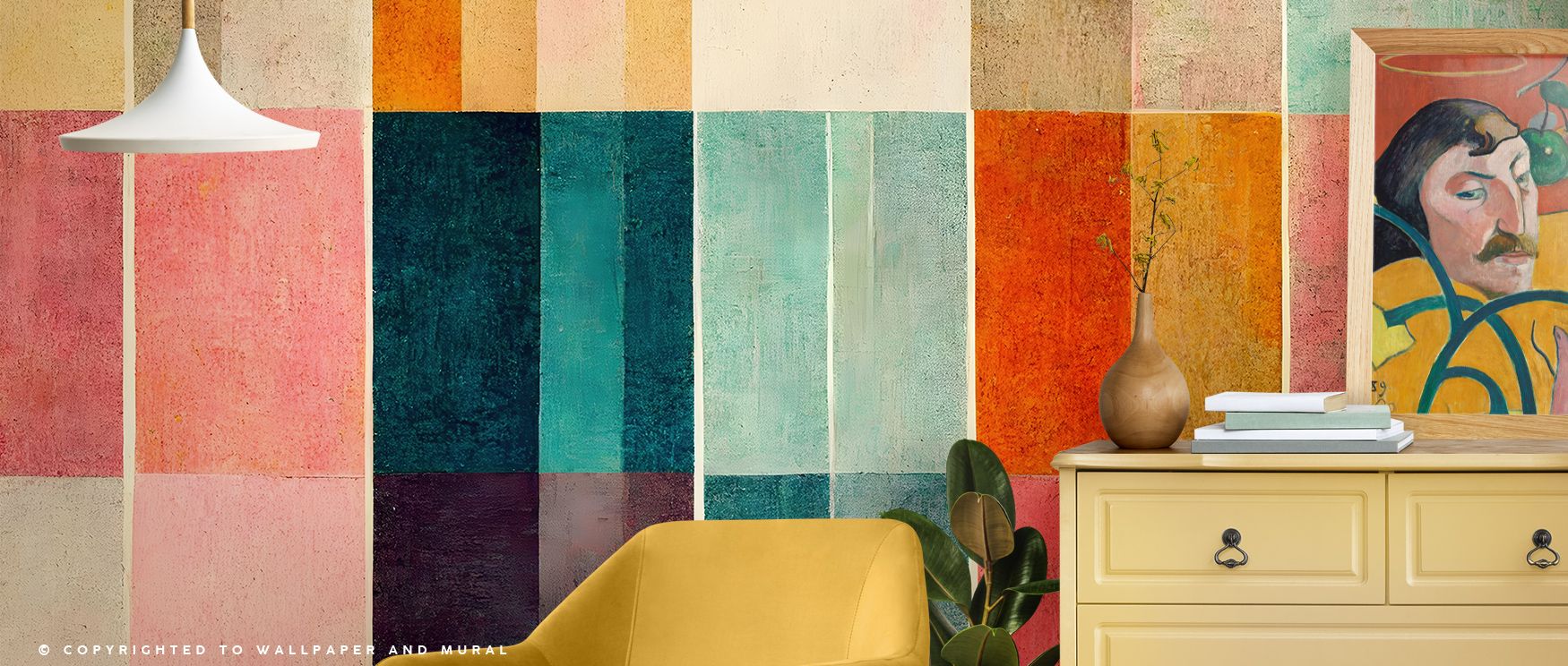 Vibrancy shines in Color Block Study Repeat Wallpaper across bold patterns, enriching living rooms or lounges with atmosphere enriched by cultural resonance, vibrant refinement, and timeless charm, shaping interiors into poised artistic environments of ba