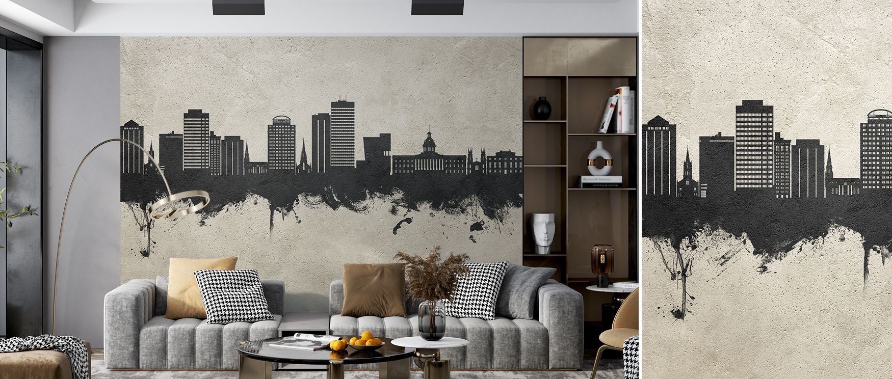 Elegance appears in Columbia South Carolina Skyline Concrete Wallpaper through muted presence, enriching bedrooms or dining rooms with atmosphere enriched by cultural resonance, historical refinement, and timeless sophistication, creating interiors into p