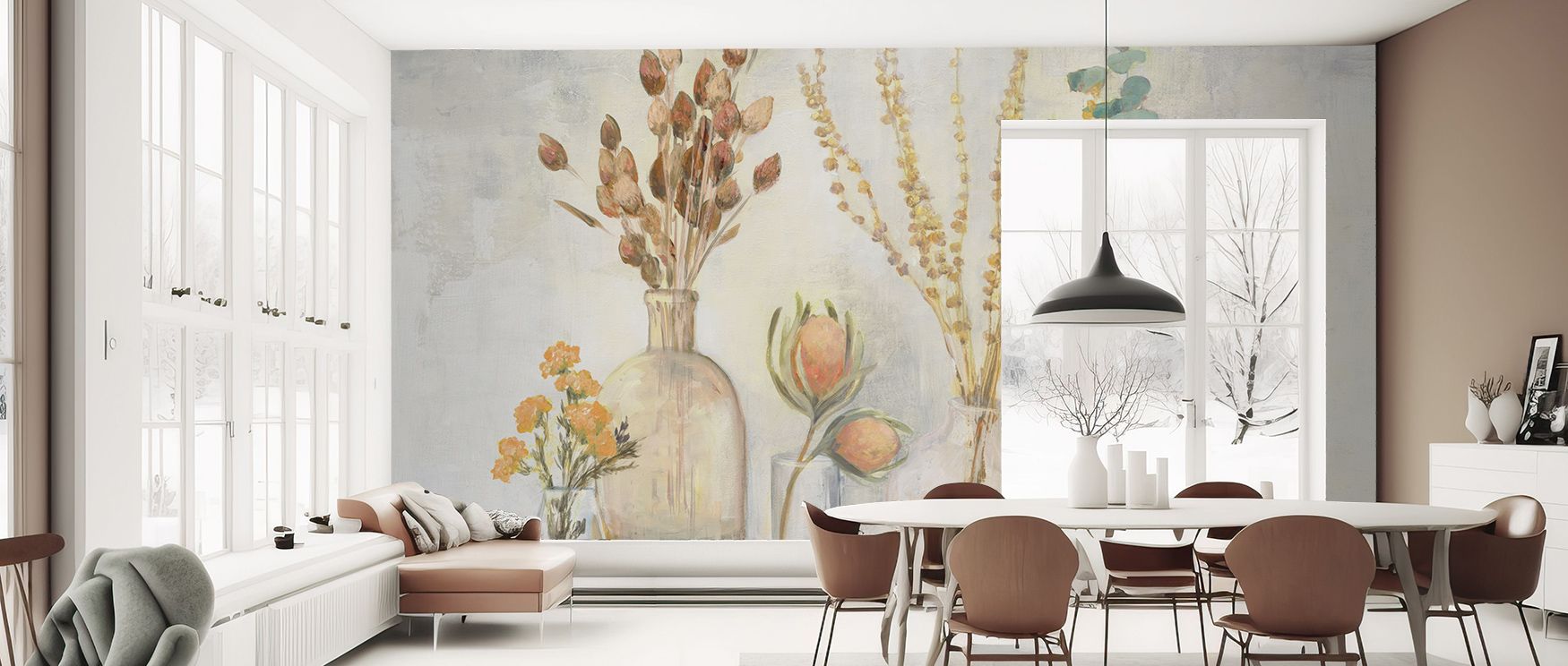 Permanence reflects in Cool Autumn Greenhouse Wallpaper across autumn tones, enriching bedrooms or dining rooms with atmosphere enriched by cultural resonance, seasonal refinement, and timeless resonance, transforming interiors into poised artistic enviro