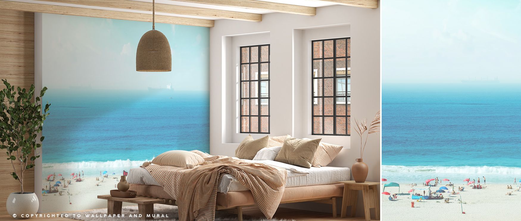 Serenity blooms in Copacabana Beach Wallpaper through layered horizons, surrounding living rooms or bedrooms with atmosphere enriched by cultural resonance, coastal refinement, and timeless resonance, nurturing interiors into calm artistic spaces. 