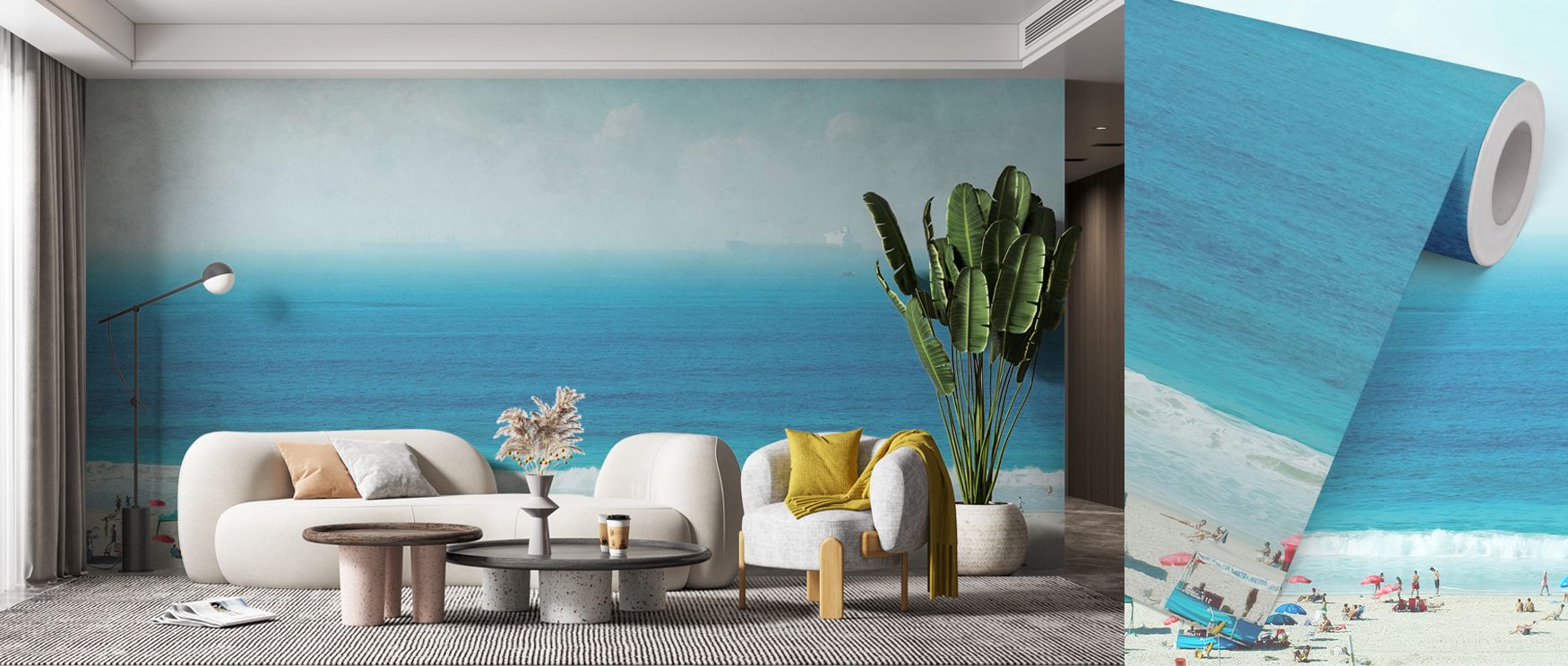 Balance develops in Copacabana Beach Wallpaper through sand and sea tones, enriching lounges or dining rooms with atmosphere enriched by cultural resonance, coastal refinement, and timeless charm, shaping interiors into poised environments enriched by art